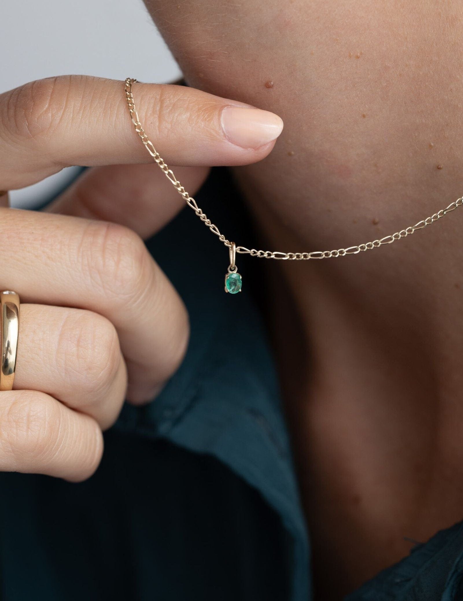 Picture of Luna Rae Solid 9k Gold Emerald Necklace