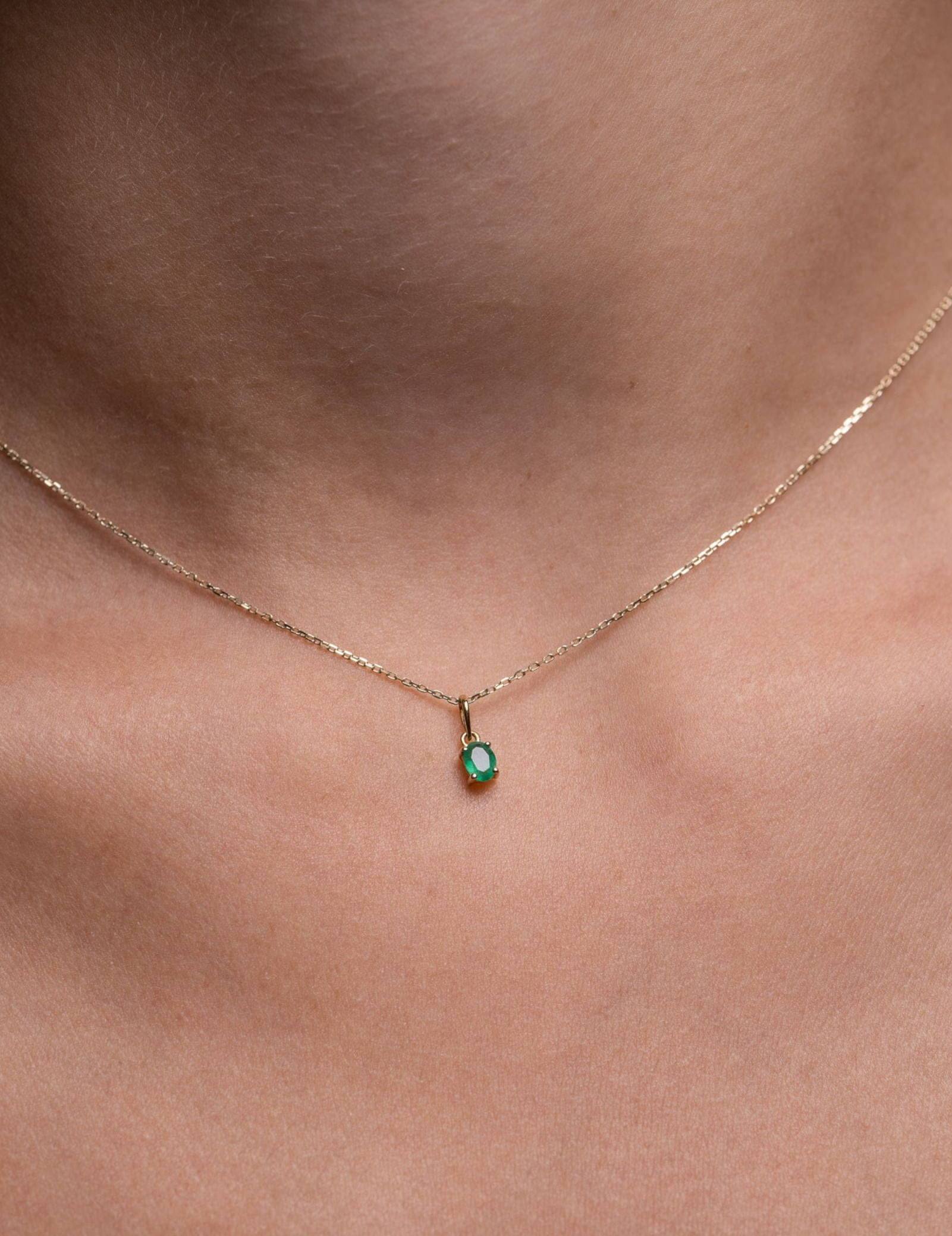 Picture of Luna Rae Solid 9k Gold Emerald Necklace