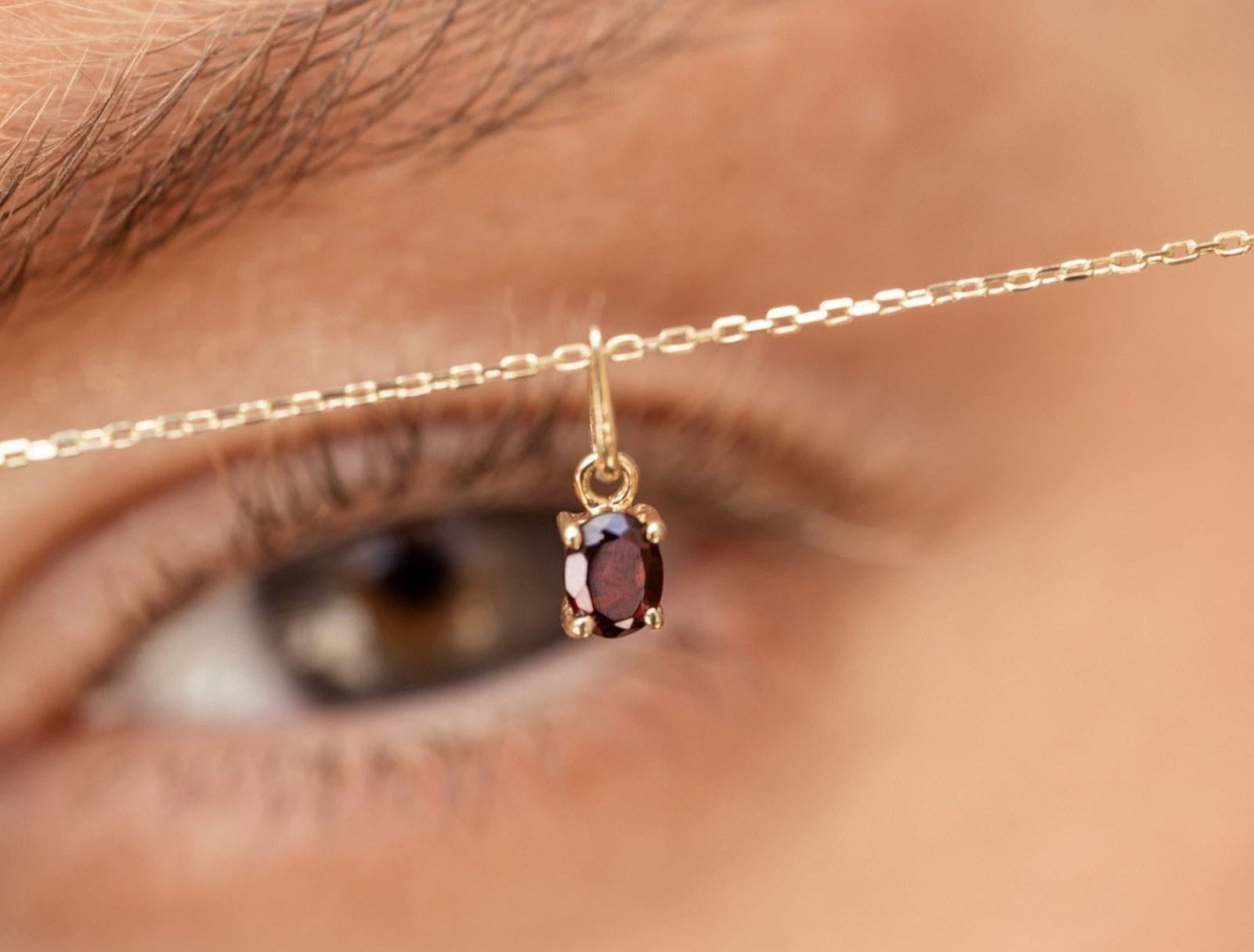 Picture of Luna Rae Solid 9k Gold Garnet Necklace